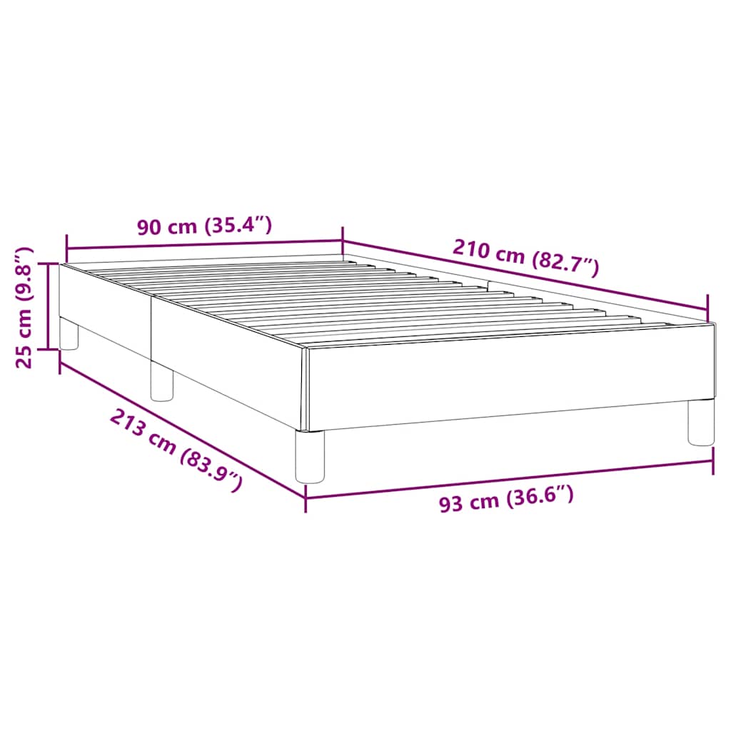 Box Spring Κρεβάτι χωρίς στρώμα ανοιχτό γκρι 90x210cm Βελούδινο