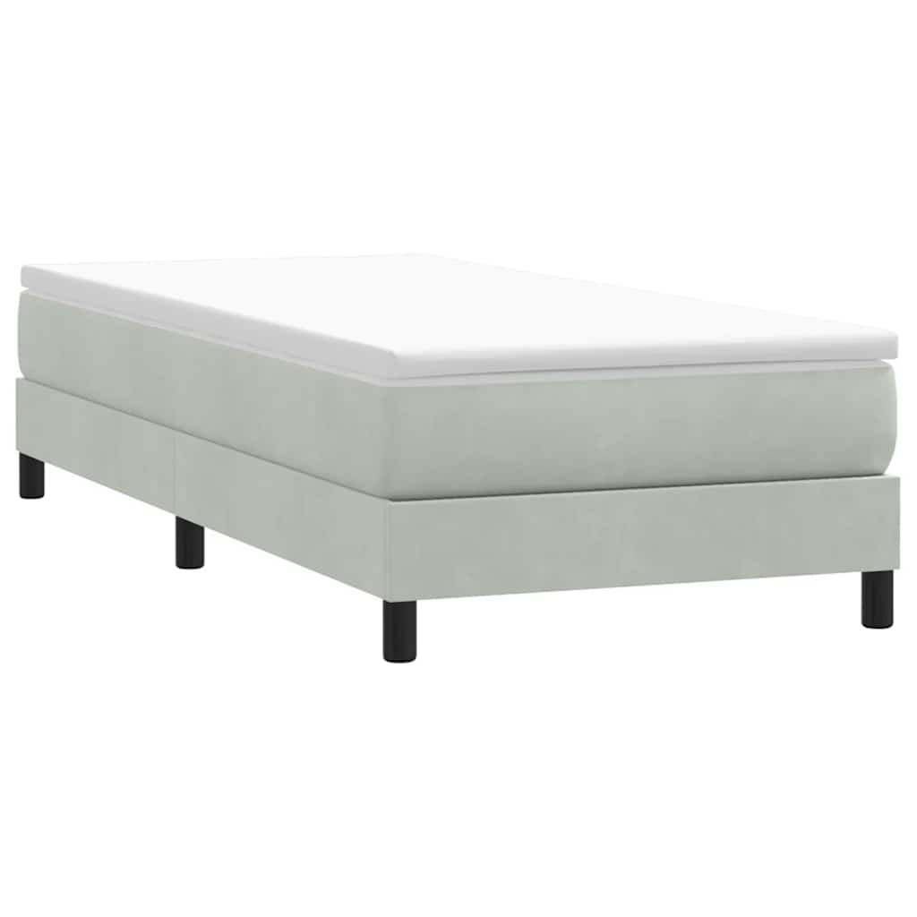 Box Spring Κρεβάτι χωρίς στρώμα ανοιχτό γκρι 90x210cm Βελούδινο