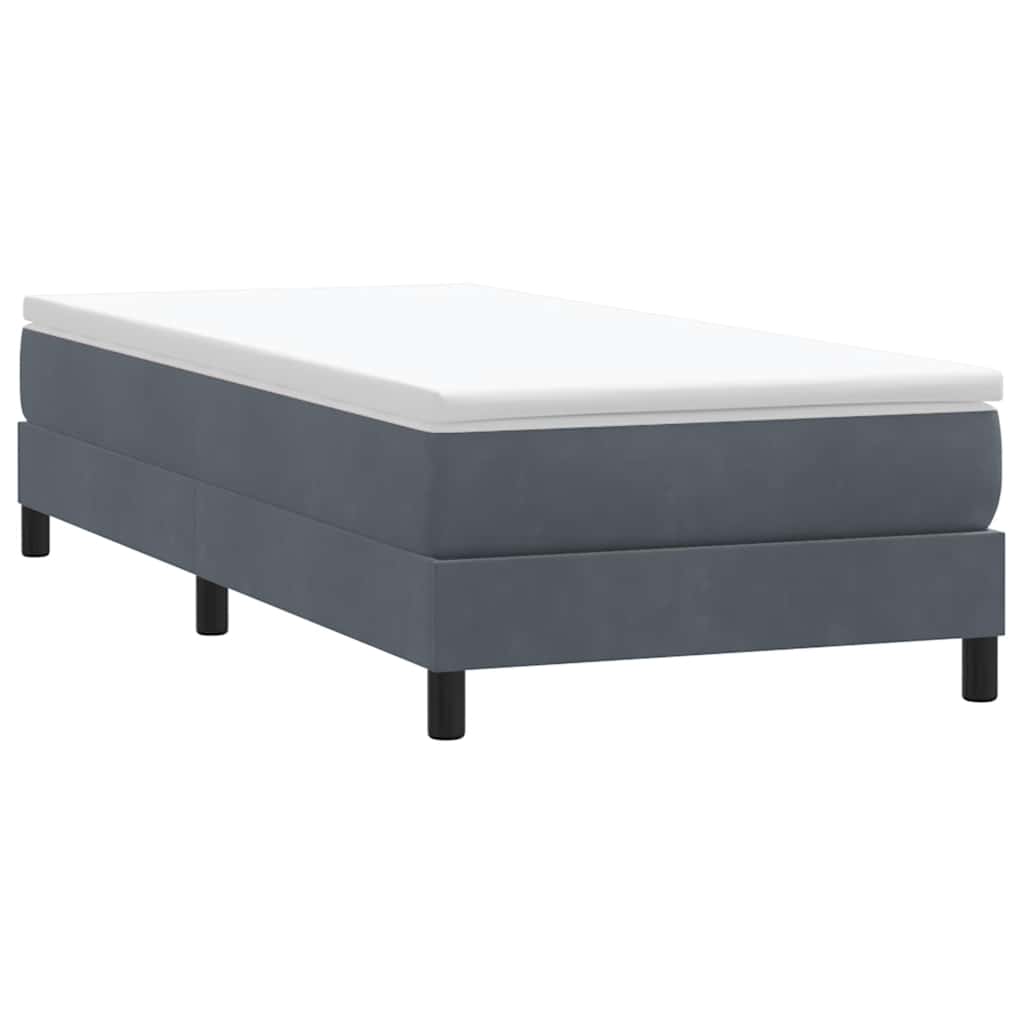 Box Spring Κρεβάτι χωρίς στρώμα Σκούρο γκρι 90x210 cm Βελούδινο