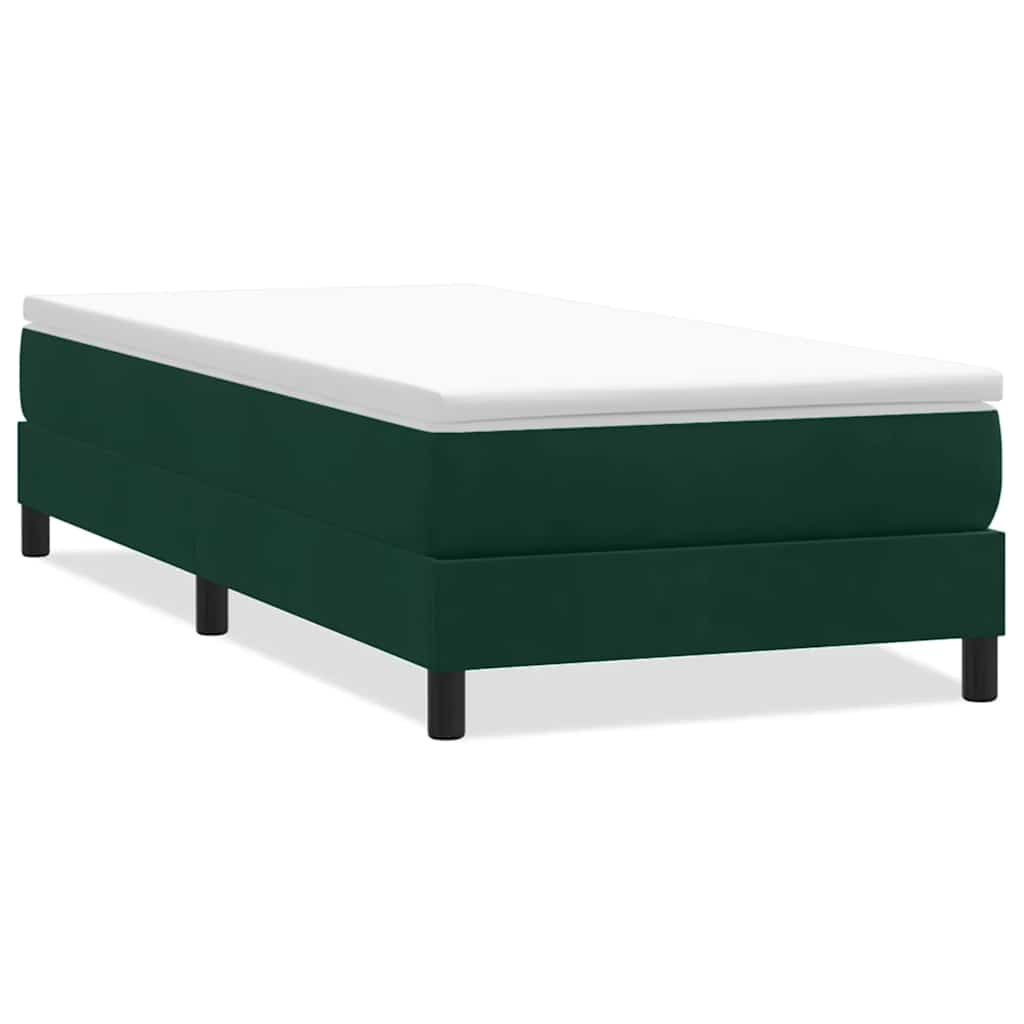 Box Spring Κρεβάτι χωρίς στρώμα Σκούρο πράσινο Βελούδινο