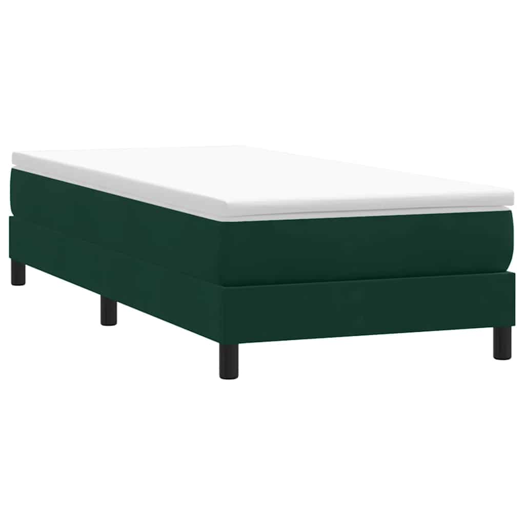 Box Spring Κρεβάτι χωρίς στρώμα Σκούρο πράσινο Βελούδινο