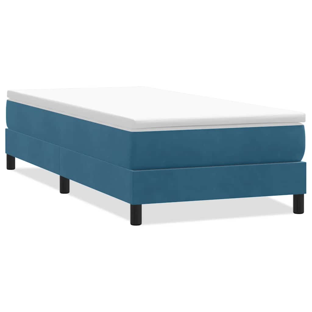 Box Spring Κρεβάτι χωρίς στρώμα Σκούρο μπλε Βελούδινο