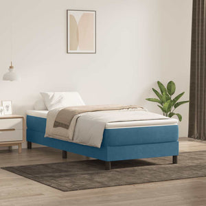 Box Spring Κρεβάτι χωρίς στρώμα Σκούρο μπλε Βελούδινο