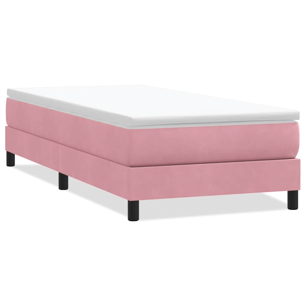 Box Spring Κρεβάτι χωρίς στρώμα Ροζ 90x210 cm Βελούδινο