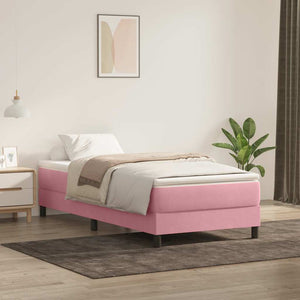 Box Spring Κρεβάτι χωρίς στρώμα Ροζ 90x210 cm Βελούδινο