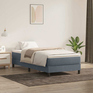 Box Spring Κρεβάτι χωρίς στρώμα Σκούρο γκρι Βελούδινο