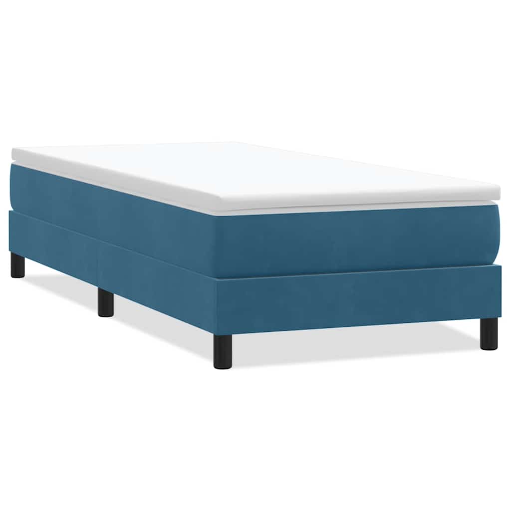Box Spring Κρεβάτι χωρίς στρώμα Σκούρο μπλε Βελούδινο