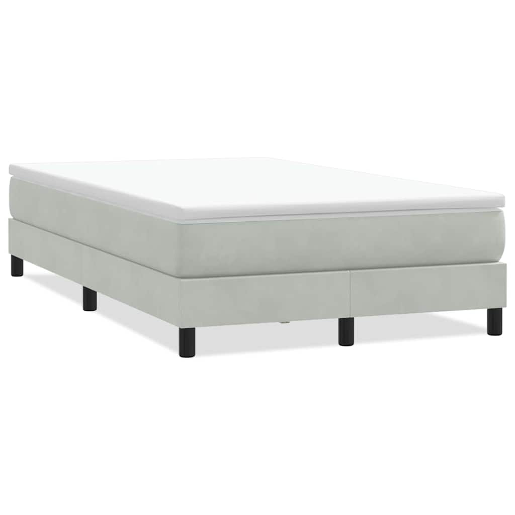 Box Spring Κρεβάτι χωρίς στρώμα Ανοιχτό γκρι Βελούδινο