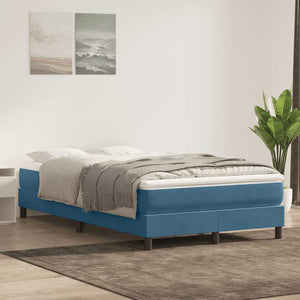 Box Spring Κρεβάτι χωρίς στρώμα Σκούρο μπλε Βελούδινο