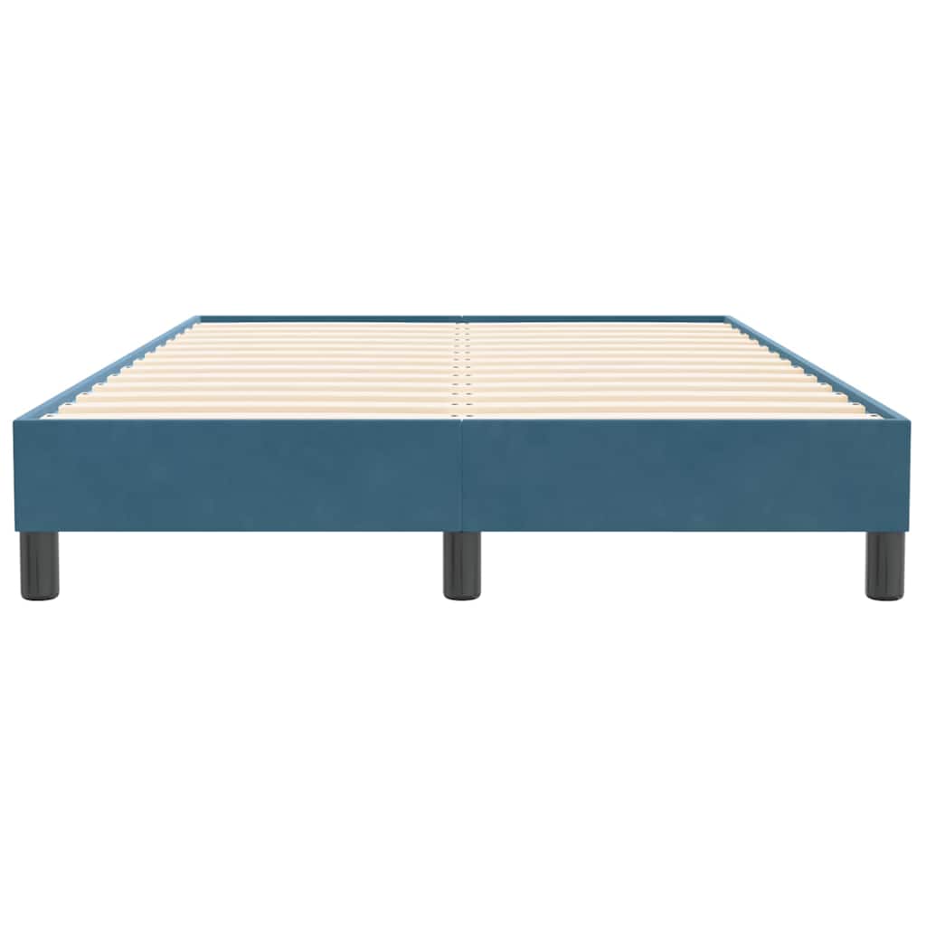 Box Spring Κρεβάτι χωρίς στρώμα Σκούρο μπλε Βελούδινο