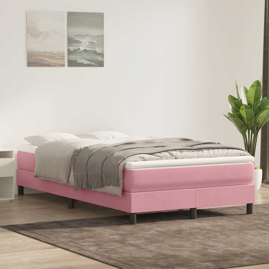 Box Spring Κρεβάτι χωρίς στρώμα Ροζ 120x210 cm Βελούδινο