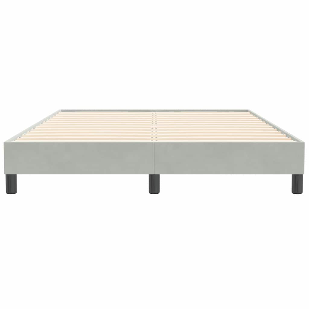 Box Spring Κρεβάτι χωρίς στρώμα Ανοιχτό γκρι Βελούδινο