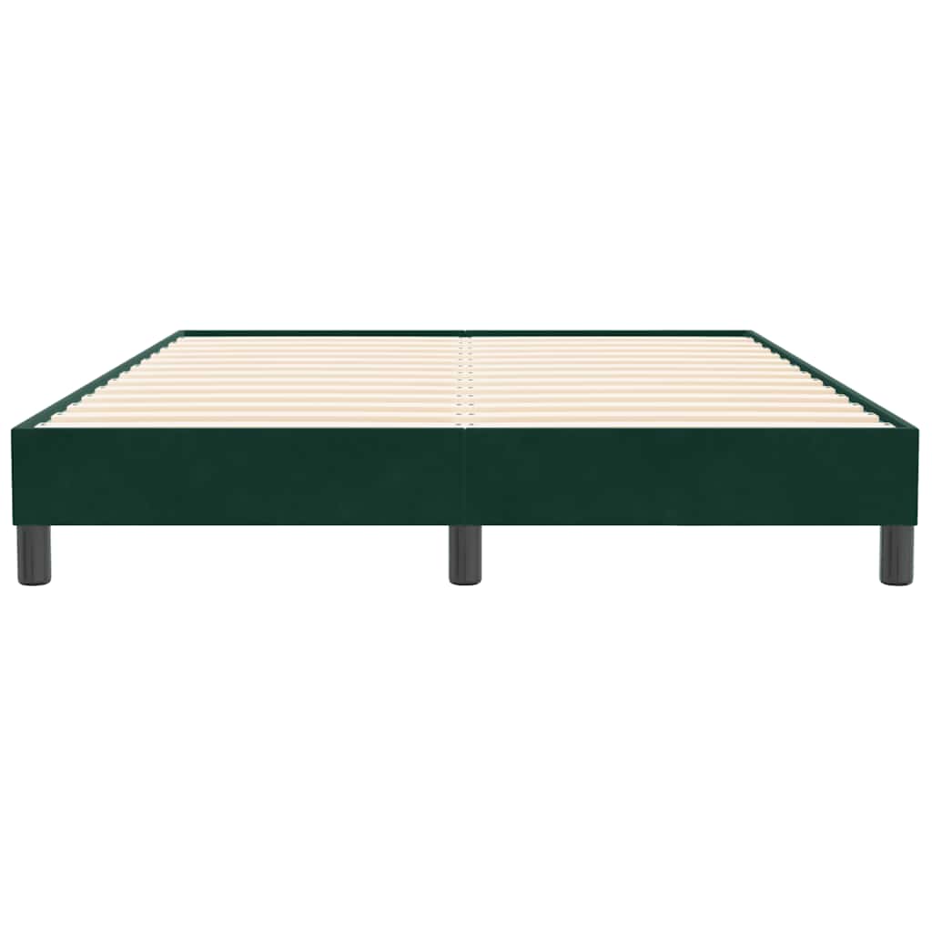 Box Spring Κρεβάτι χωρίς στρώμα Σκούρο πράσινο Βελούδινο