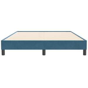 Box Spring Κρεβάτι χωρίς στρώμα Σκούρο μπλε Βελούδινο