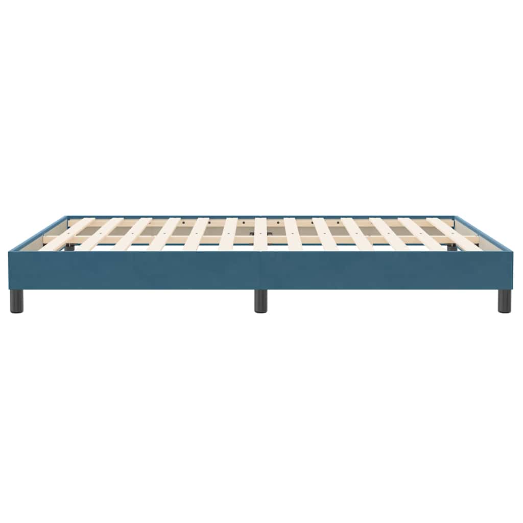 Box Spring Κρεβάτι χωρίς στρώμα Σκούρο μπλε Βελούδινο