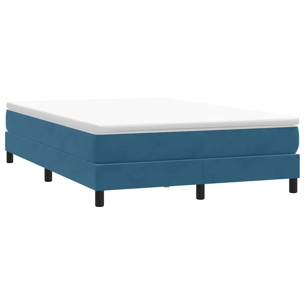 Box Spring Κρεβάτι χωρίς στρώμα Σκούρο μπλε Βελούδινο