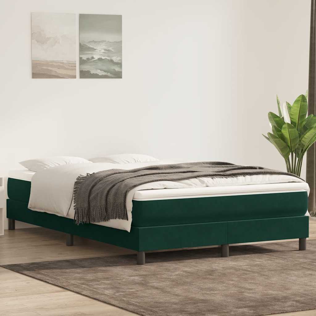 Box Spring Κρεβάτι χωρίς στρώμα Σκούρο πράσινο Βελούδινο