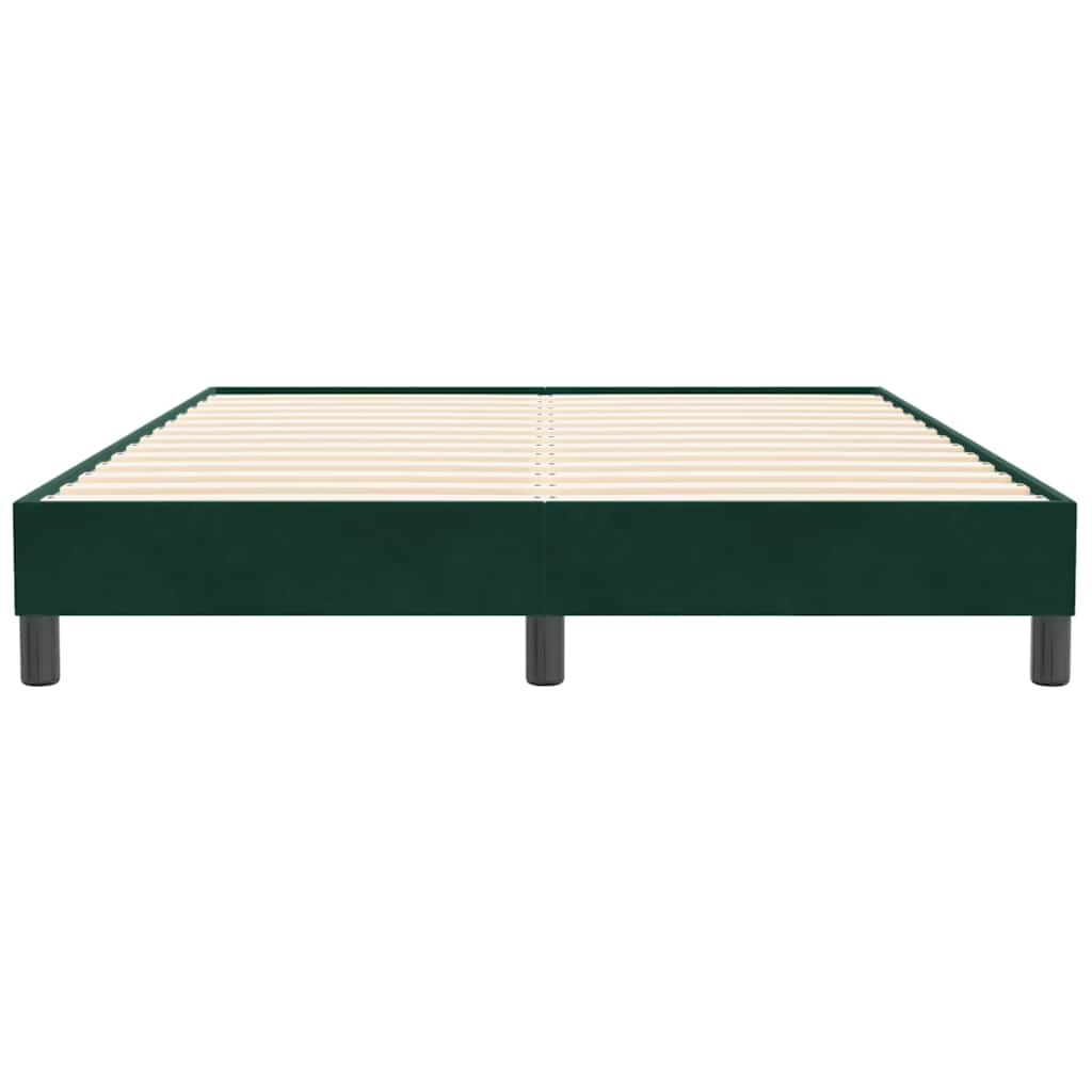 Box Spring Κρεβάτι χωρίς στρώμα Σκούρο πράσινο Βελούδινο