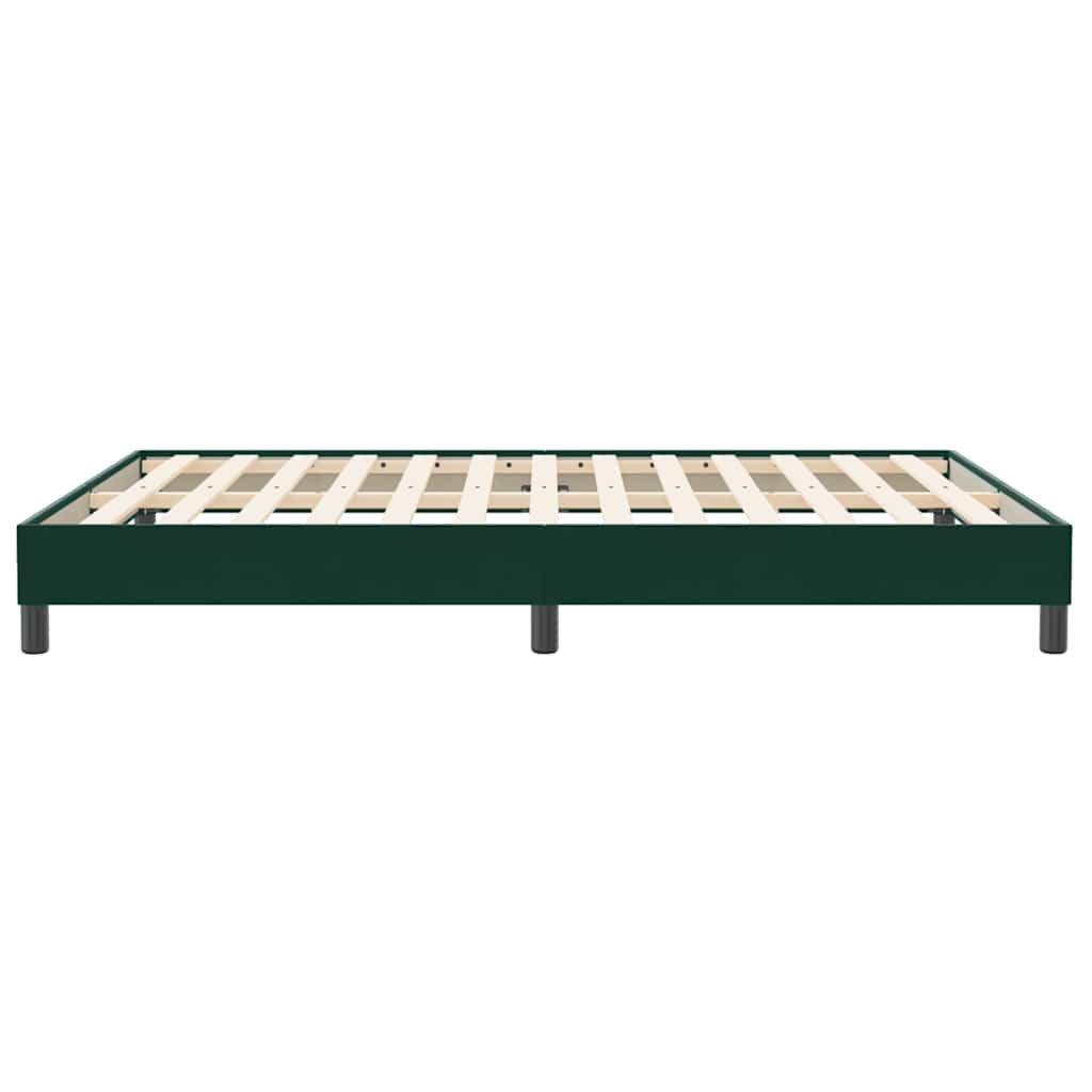 Box Spring Κρεβάτι χωρίς στρώμα Σκούρο πράσινο Βελούδινο