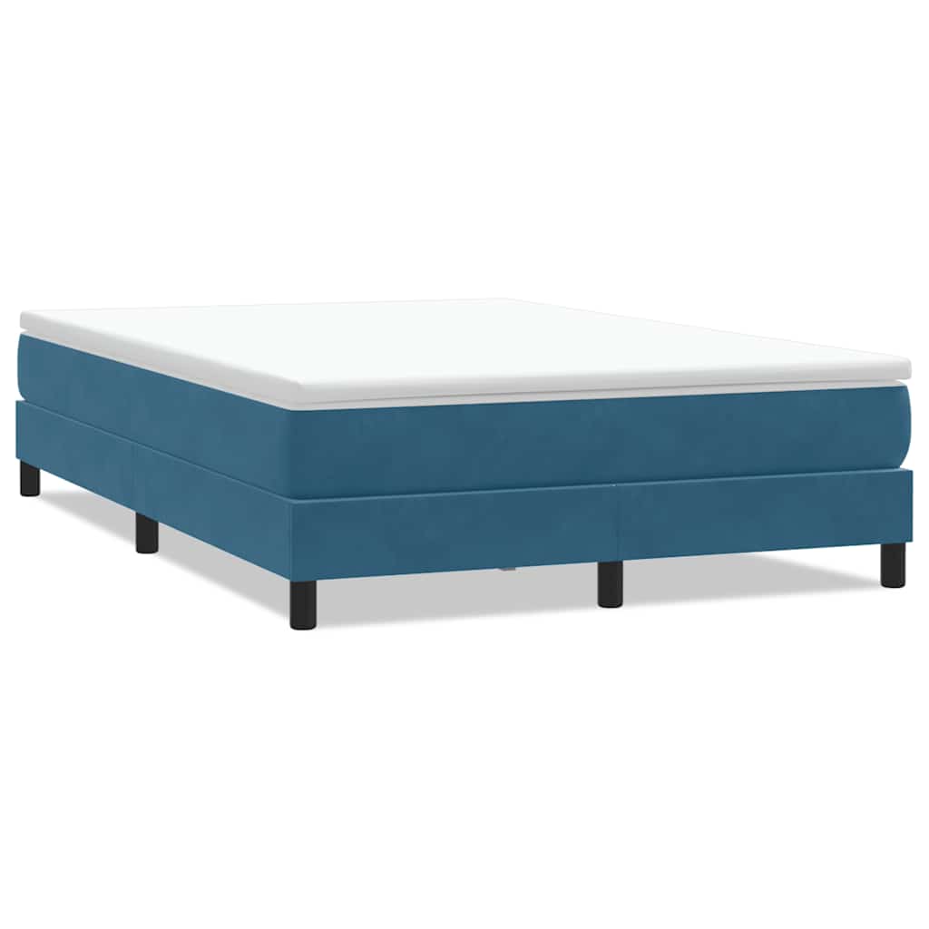 Box Spring Κρεβάτι χωρίς στρώμα Σκούρο μπλε Βελούδινο