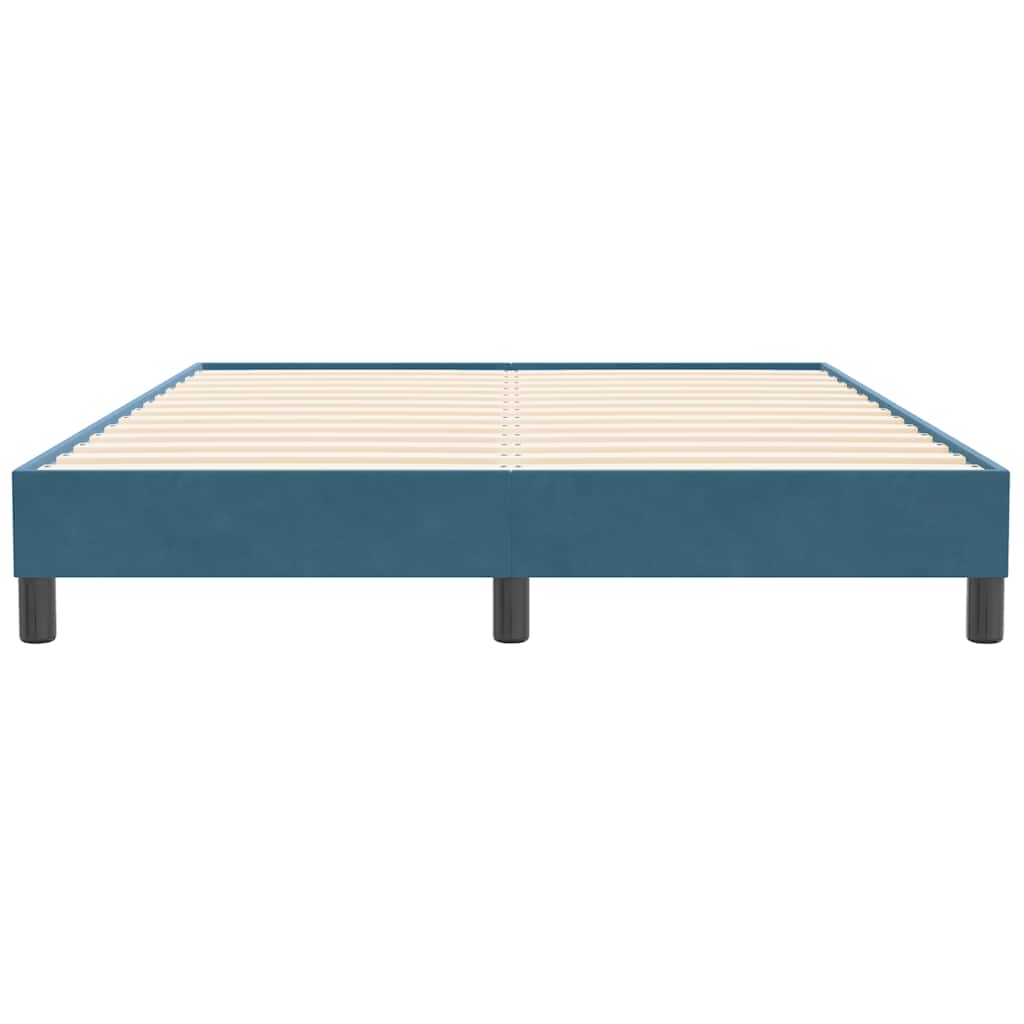 Box Spring Κρεβάτι χωρίς στρώμα Σκούρο μπλε Βελούδινο