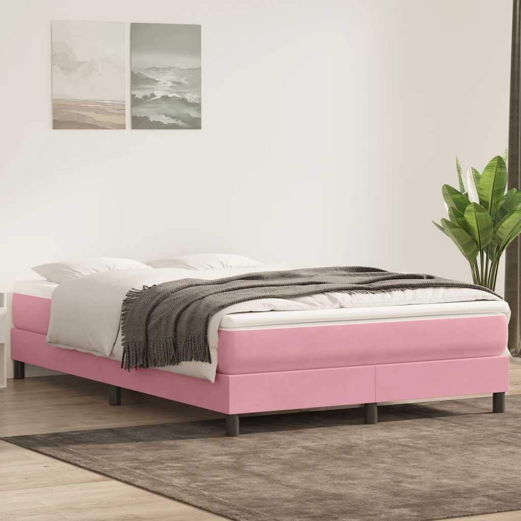 Box Spring κρεβάτι χωρίς στρώμα ροζ 160x210 cm Βελούδινο