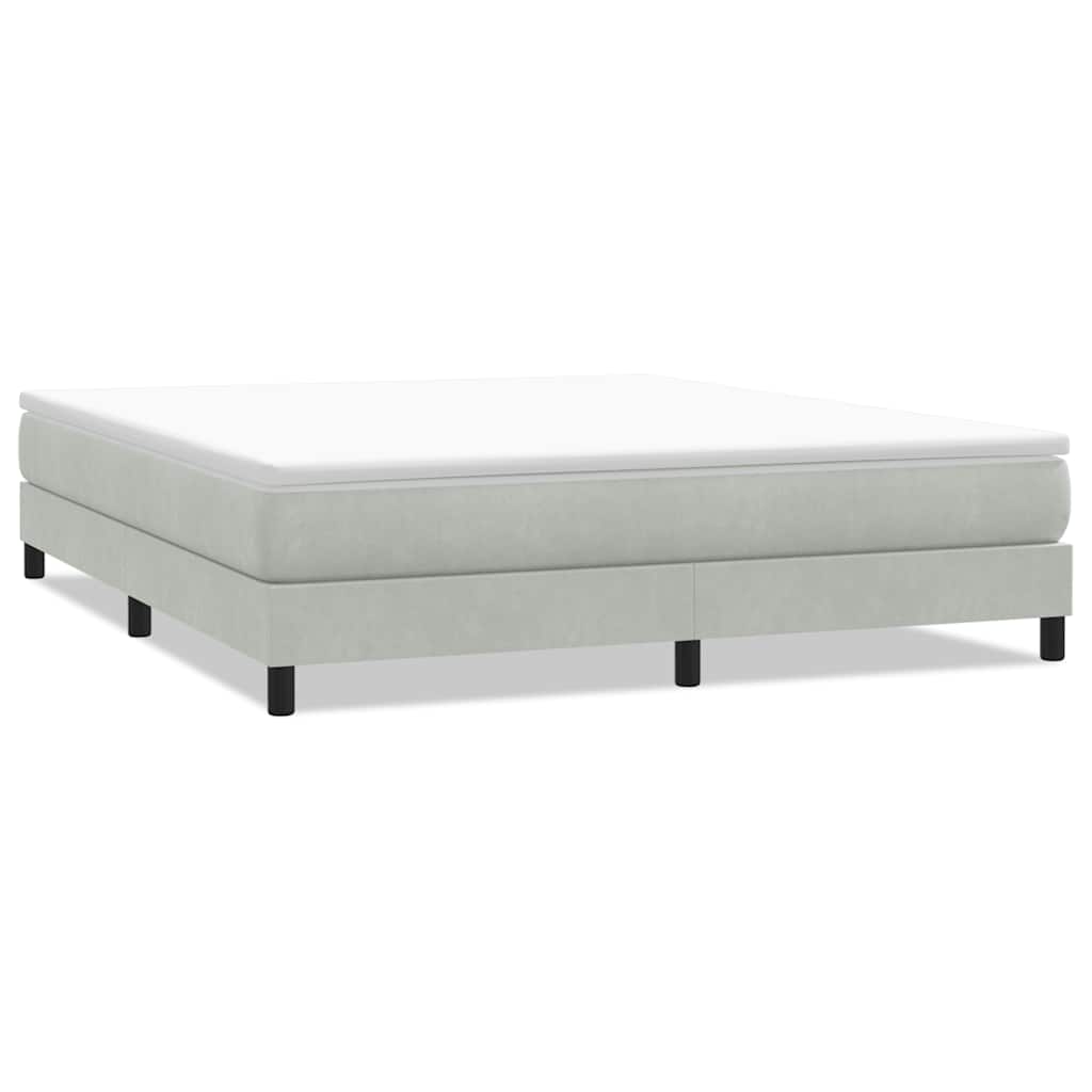 Box Spring κρεβάτι χωρίς στρώμα ανοιχτό γκρι Βελούδινο