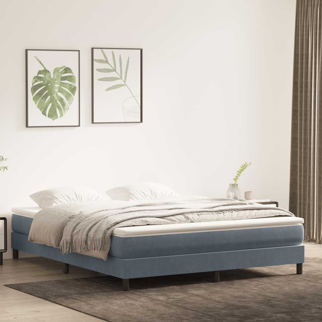 Box Spring Κρεβάτι χωρίς στρώμα Σκούρο γκρι Βελούδινο
