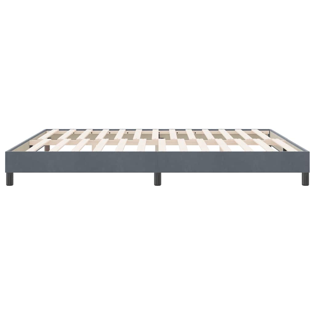 Box Spring Κρεβάτι χωρίς στρώμα Σκούρο γκρι Βελούδινο