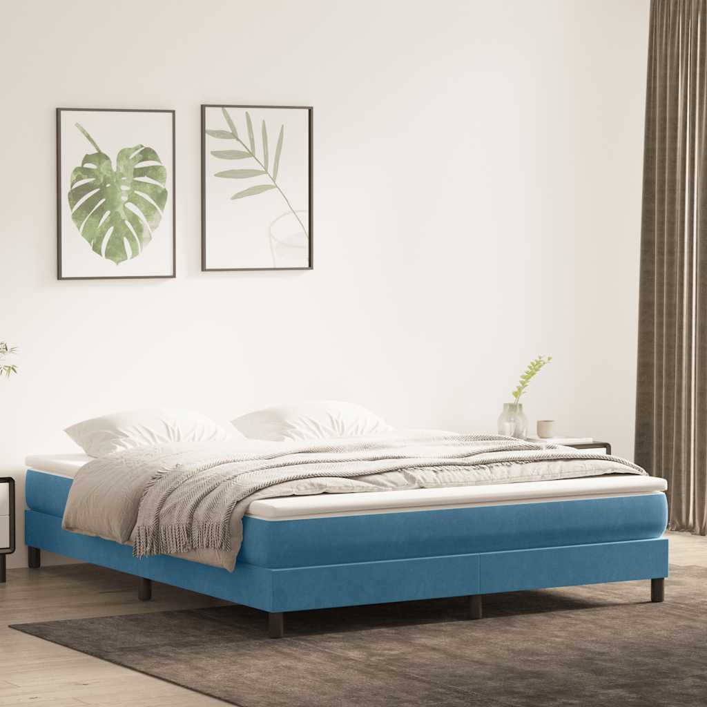 Κρεβάτι Boxspring χωρίς Στρώμα Σκούρο Μπλε 180x210 εκ Βελούδινο