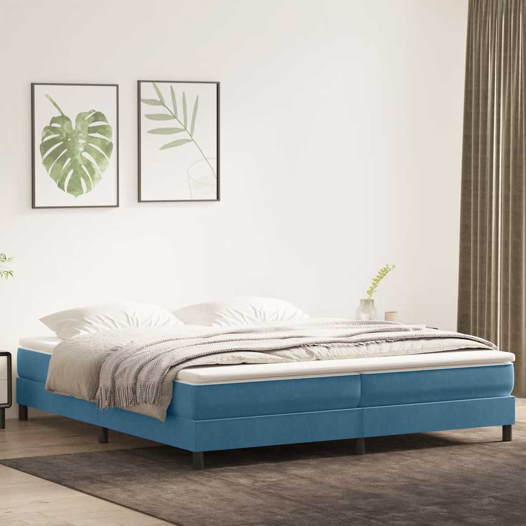 Κρεβάτι Boxspring χωρίς Στρώμα Σκούρο Μπλε 200x220 εκ Βελούδινο