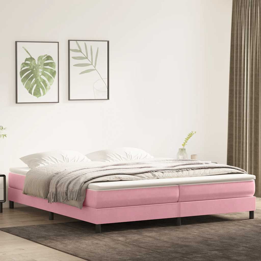 Κρεβάτι Boxspring χωρίς Στρώμα Ροζ 200x210 εκ. Βελούδινο