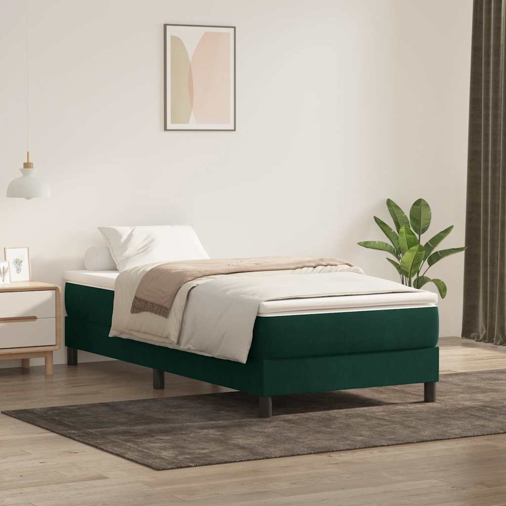 Box Spring κρεβάτι χωρίς στρώμα σκούρο πράσινο 80x220εκ - Pakobazaar