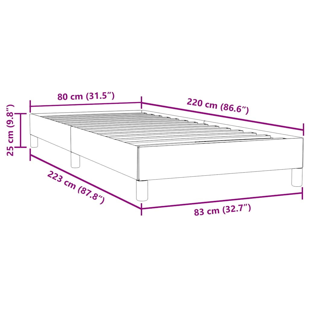 Κρεβάτι Boxspring χωρίς Στρώμα Σκούρο Μπλε 80x220 εκ. Βελούδινο