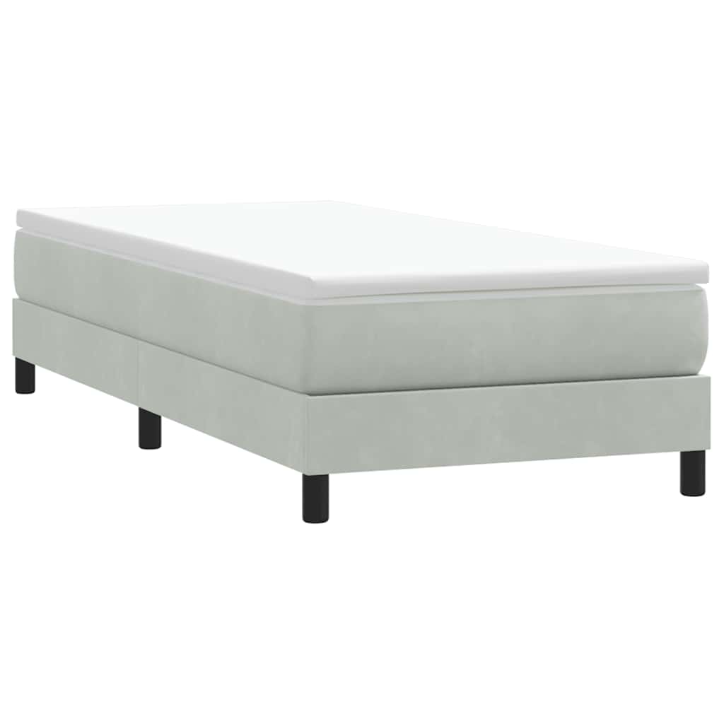 Box Spring κρεβάτι χωρίς στρώμα ανοιχτό γκρι 90x220εκ Βελούδινο