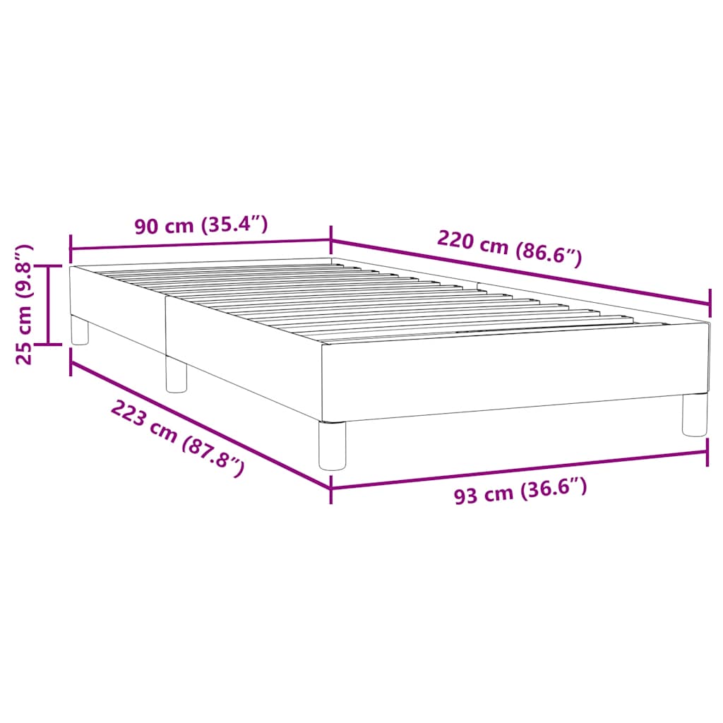 Box Spring κρεβάτι χωρίς στρώμα ανοιχτό γκρι 90x220εκ Βελούδινο