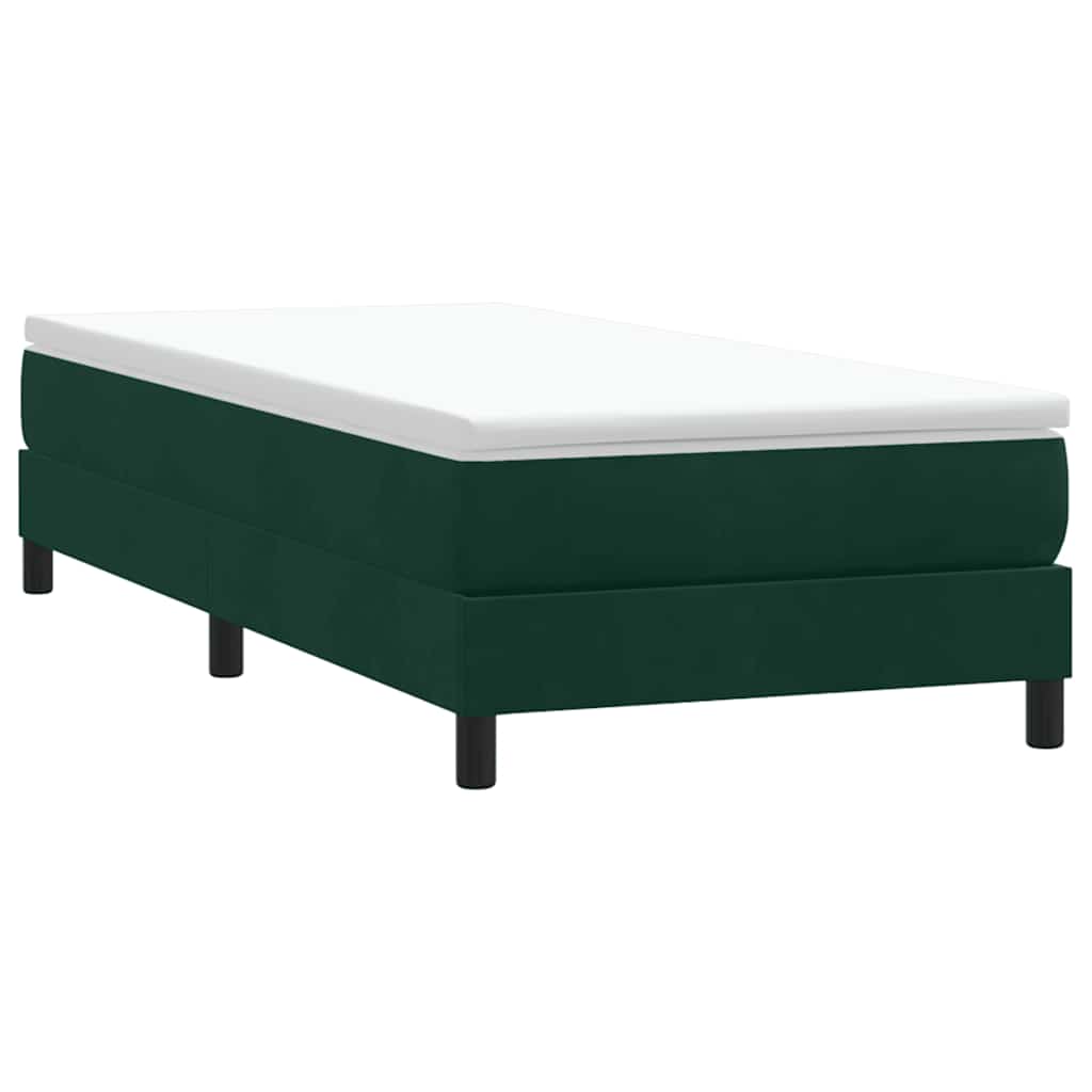Box Spring κρεβάτι χωρίς στρώμα σκούρο πράσινο 90x220 cm
