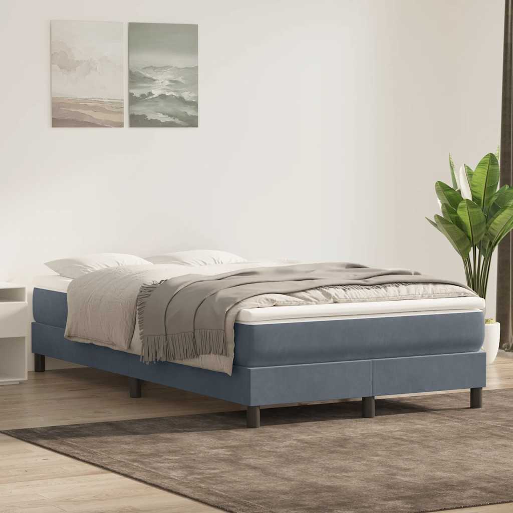 Box Spring Κρεβάτι χωρίς στρώμα Σκούρο γκρι 120x220cm Βελούδινο - Pakobazaar