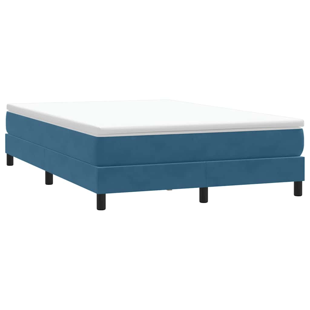 Box Spring κρεβάτι χωρίς στρώμα σκούρο μπλε 140x220cm Βελούδινο