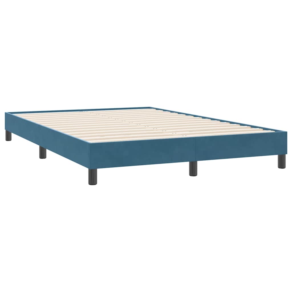 Box Spring κρεβάτι χωρίς στρώμα σκούρο μπλε 140x220cm Βελούδινο