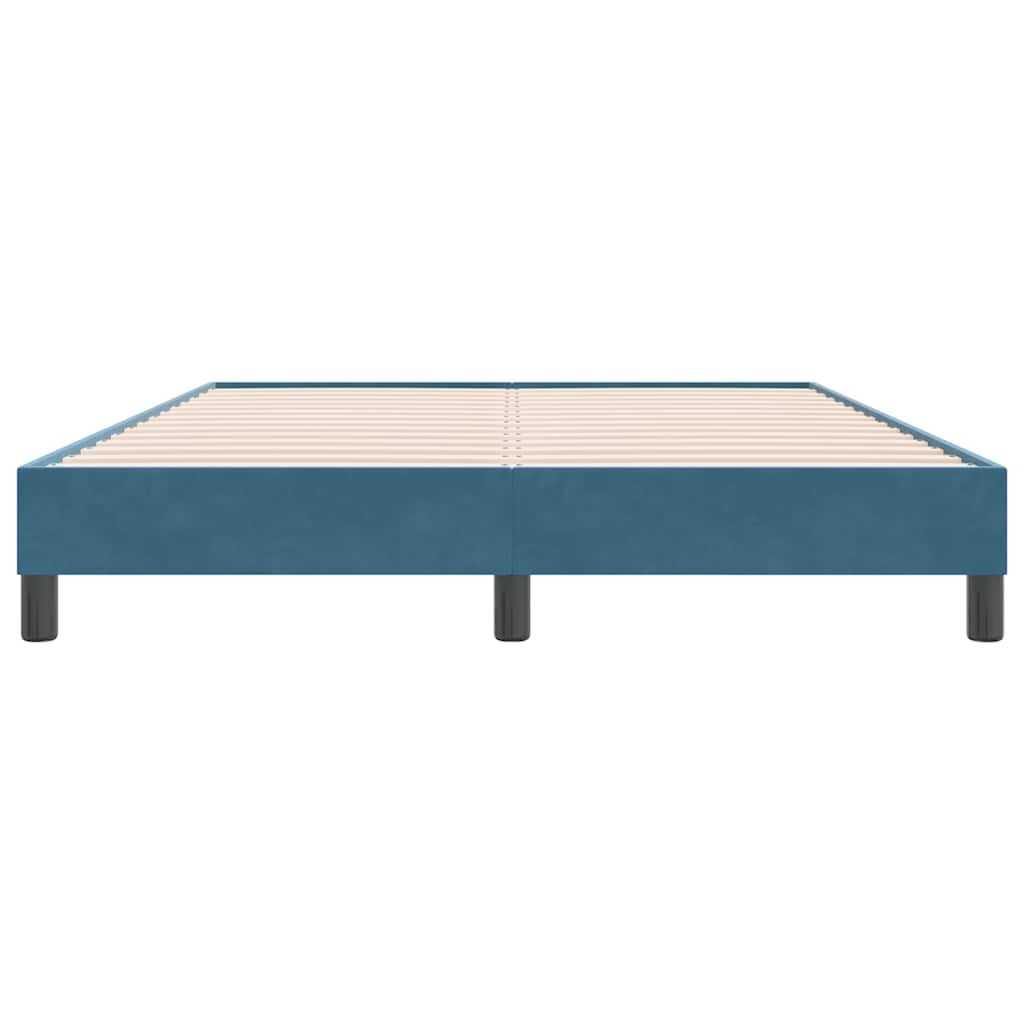Box Spring κρεβάτι χωρίς στρώμα σκούρο μπλε 160x220cm Βελούδινο