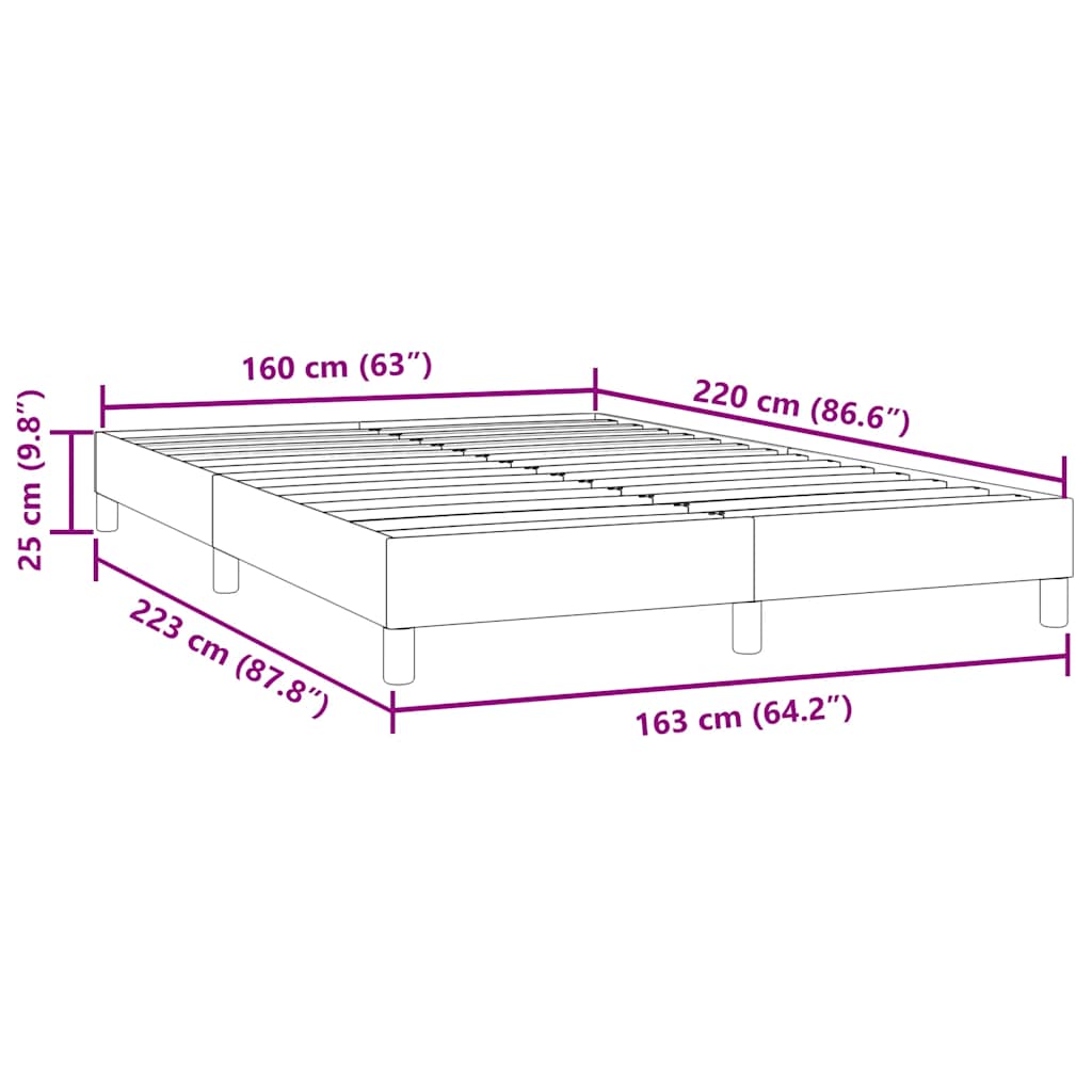 Box Spring κρεβάτι χωρίς στρώμα σκούρο μπλε 160x220cm Βελούδινο