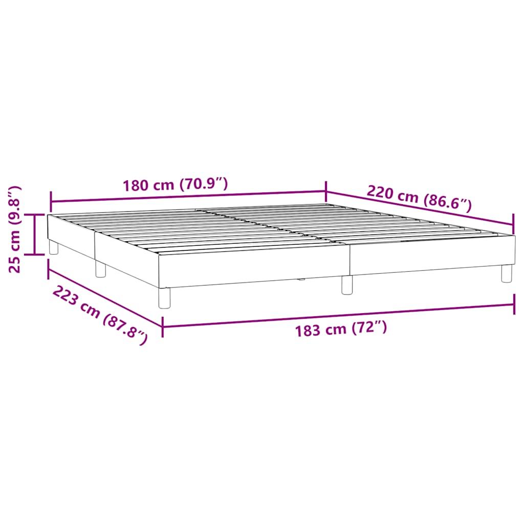 Box Spring Κρεβάτι χωρίς στρώμα Σκούρο μπλε 180x220cm Βελούδινο