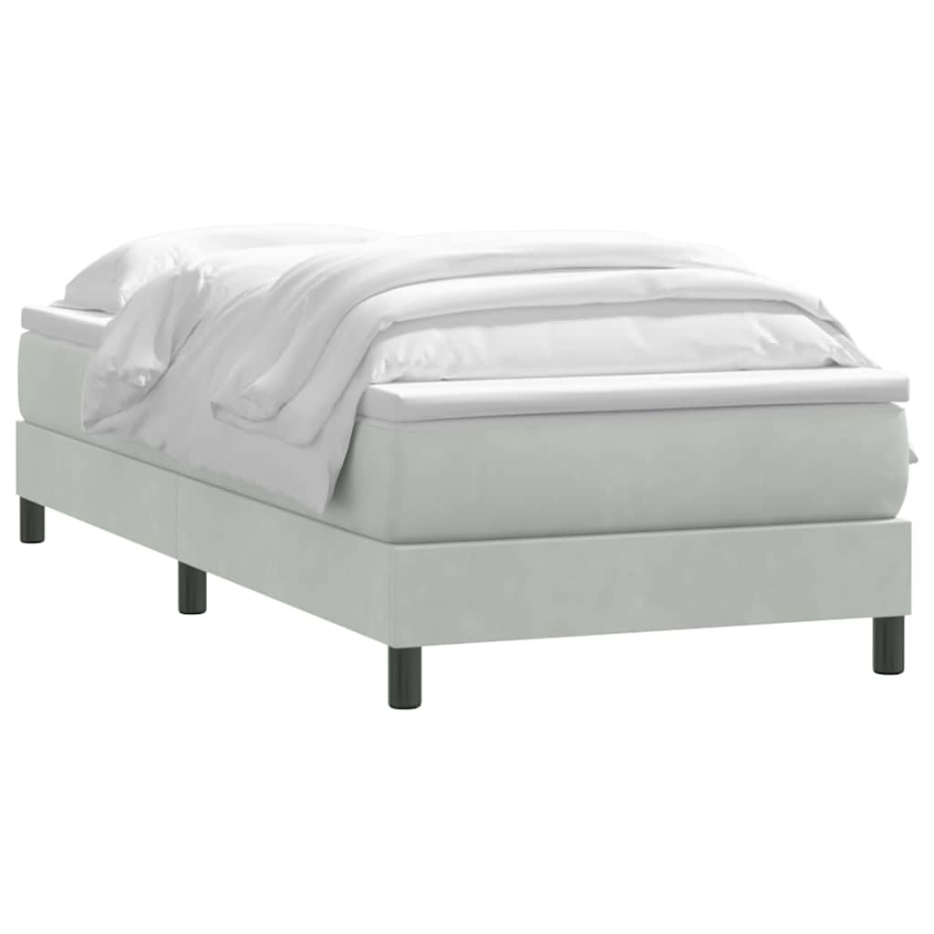 Κρεβάτι Boxspring με Στρώμα Ανοιχτό Γκρι 80x210 εκ. Βελούδινο