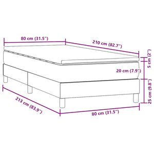 Box Spring Κρεβάτι με στρώμα Σκούρο γκρι 80x210 εκ. Βελούδινο