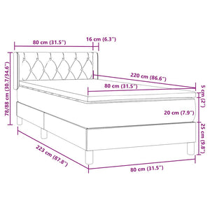 Box Spring Κρεβάτι με στρώμα Μαύρο 80x210 εκ. Βελούδινο - Pakobazaar