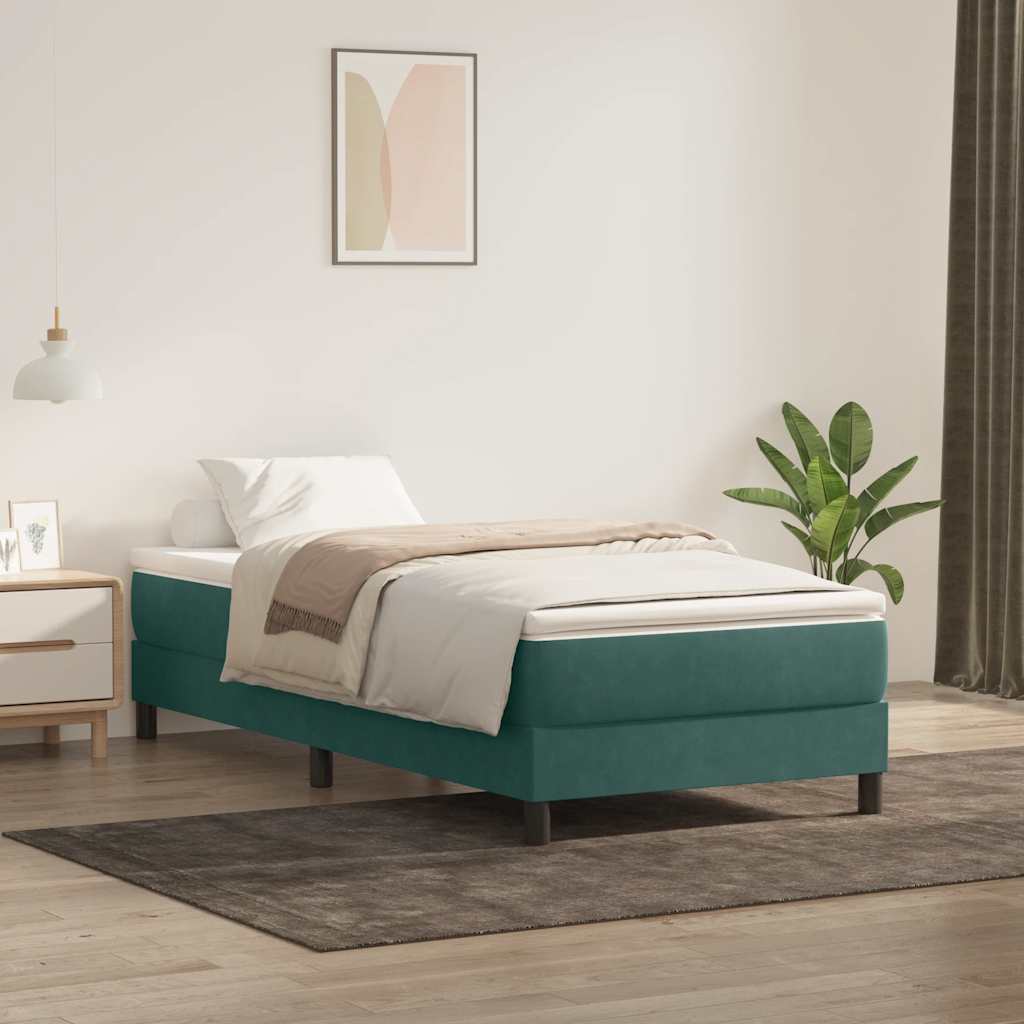 Box Spring Κρεβάτι με στρώμα Σκούρο πράσινο 80x210 cm Velvet - Pakobazaar
