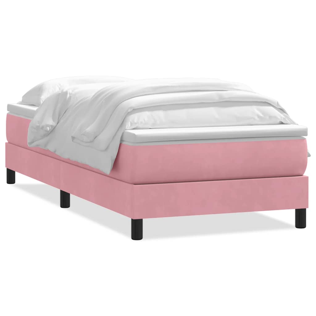 Box Spring κρεβάτι με στρώμα ροζ 80x210 εκ. Βελούδινο - Pakobazaar