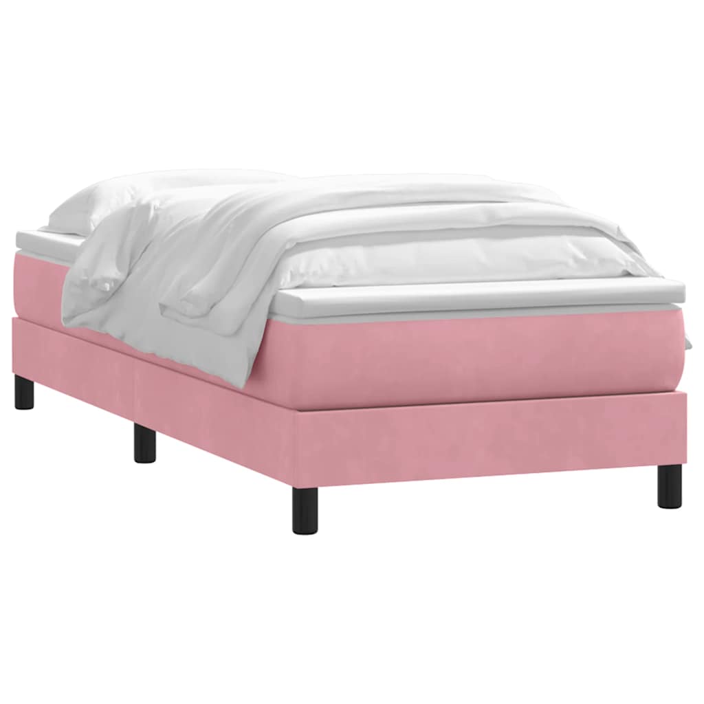 Box Spring κρεβάτι με στρώμα ροζ 80x210 εκ. Βελούδινο - Pakobazaar