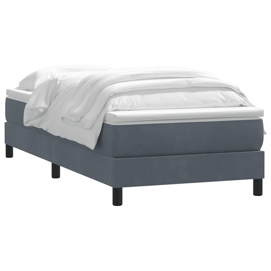Κρεβάτι Boxspring με Στρώμα Σκούρο Γκρι 90x210 εκ. Βελούδινο - Pakobazaar